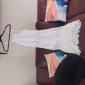 White maxi dress with lace details